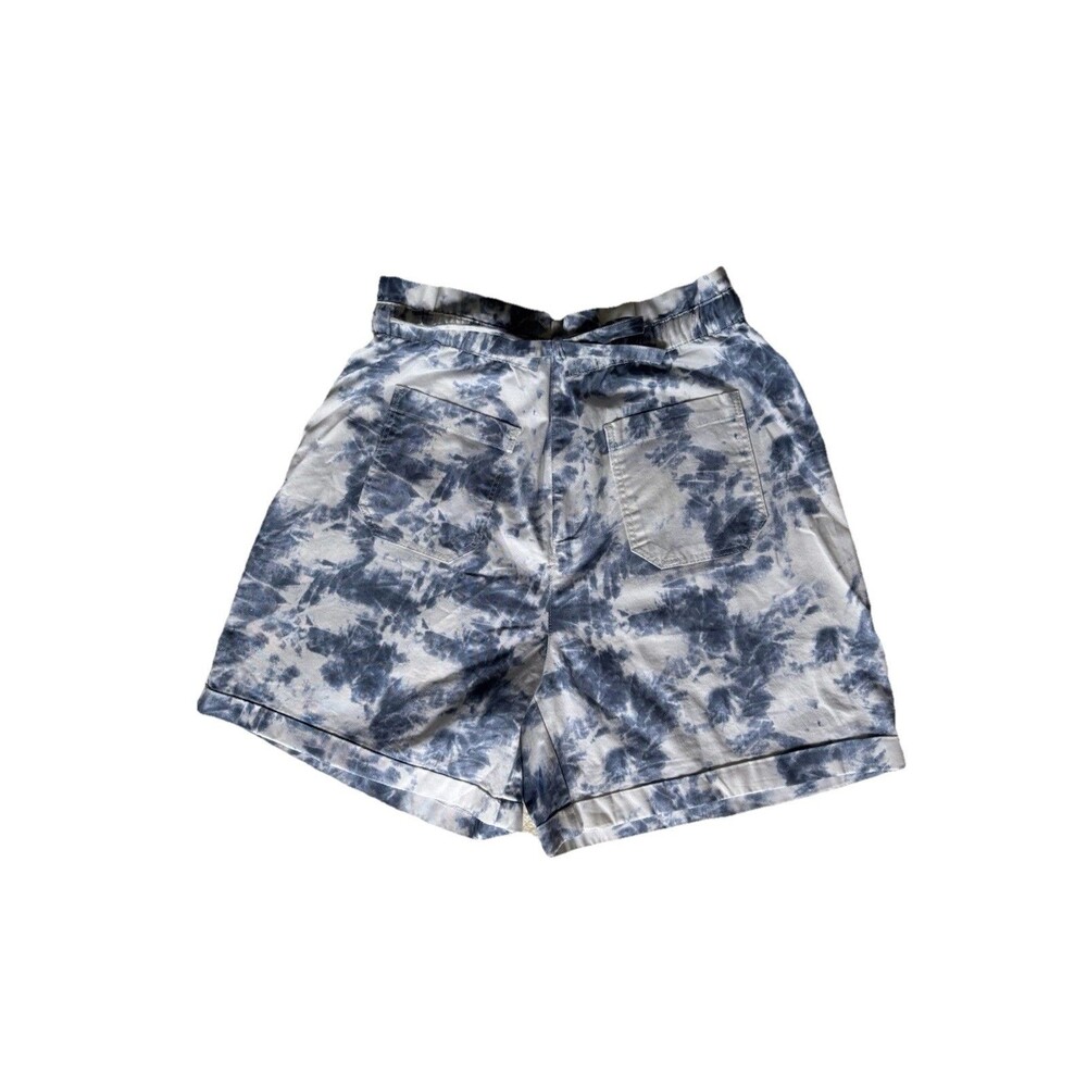 C&A Paper bag Shorts Light Blue And White acid wash tie dye